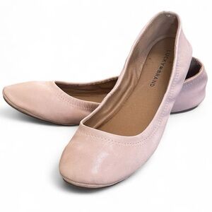 Lucky Brand Erin Blush Pink Leather Ballet Flats Sz 9 Loafers Cushioned Comfort